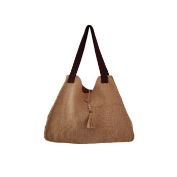 Hand Stitched Jute Ladies Shopping Bag | Natural Brown