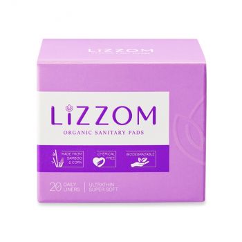 LiZZOM Organic Sanitary Pads - 20 count – Ultra thin Daily liners - Comfortable period days - Dry feel | Plastic free | Antibacterial | Odour & Rash free Pads Daily liner
