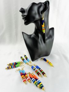 Handmade Zulu Maasai Earrings - African Beaded Cylinder Designs 